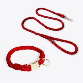 Weaving Gradient Colored Cotton Rope Pet Collar (Option: Wine Red-L)